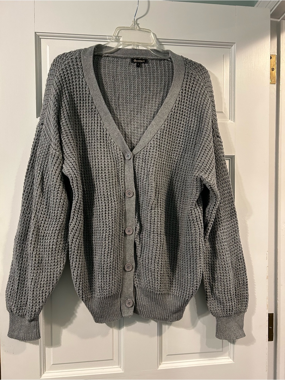 Qualifort cotton waffle knit sweater size L